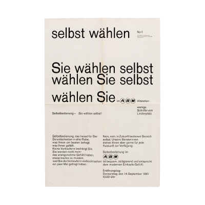E + U Hiestand, ABM-Zeitung, No. 1, 1961. Foto: Museum für Gestaltung Zürich, Grafiksammlung, ZHdK